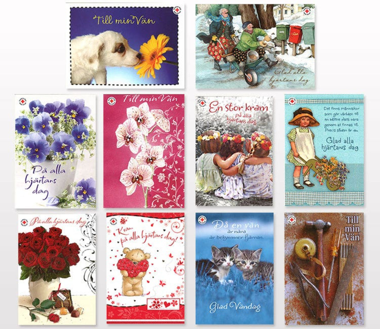 Ystävänpäiväkortti 10 kpl/pakkaus RUOTSI, PMM