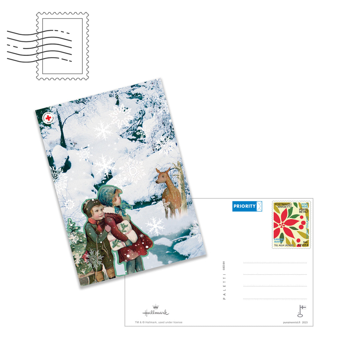 Julpostkort Barn och skogens djur