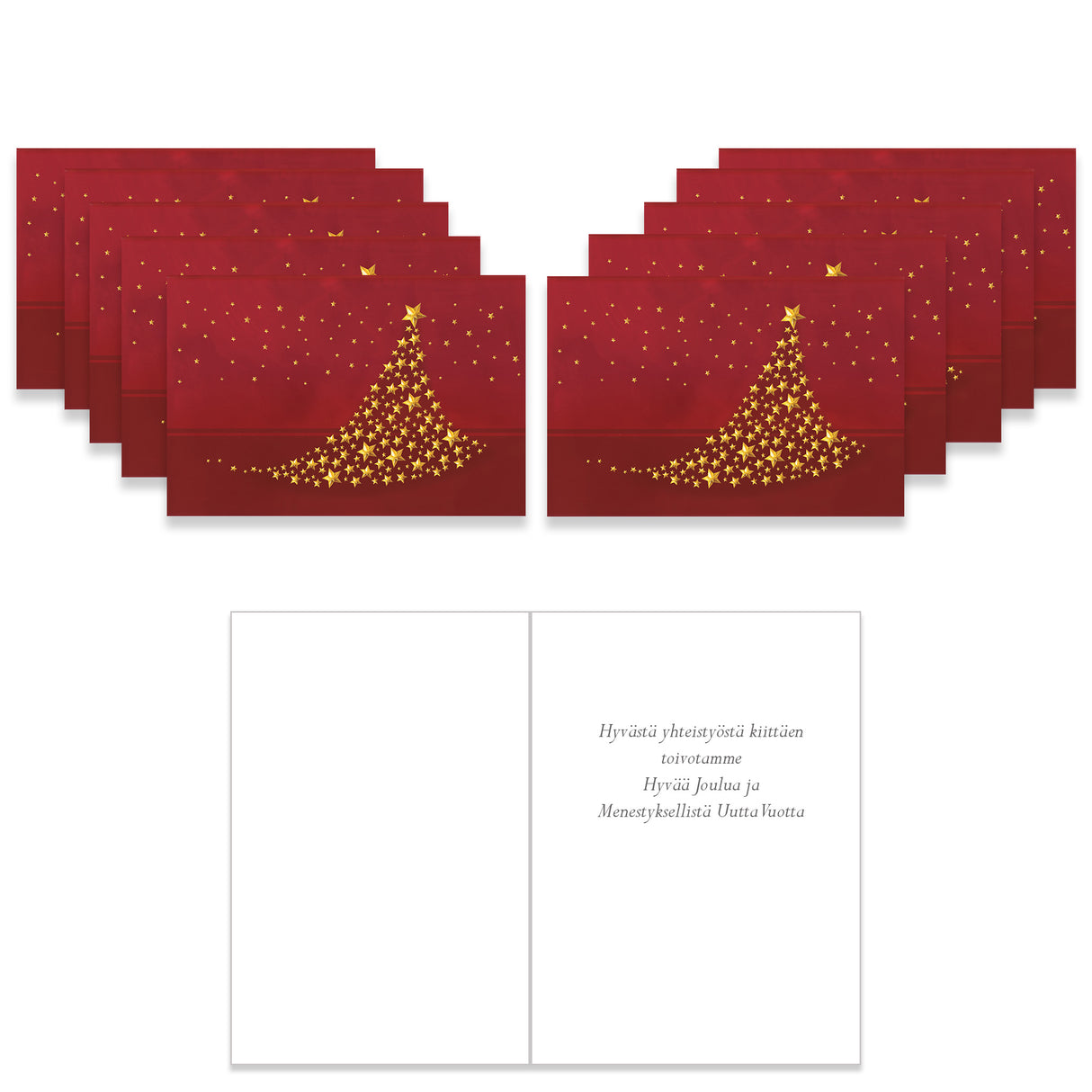 Julkort Gyllene julgran 10 st, text på finska