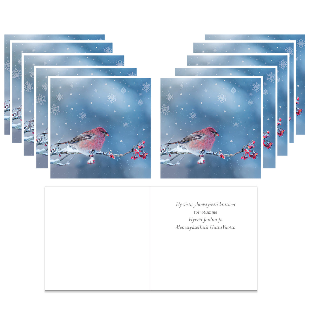 Julkort Tallbit, 10 st affärstext på finska