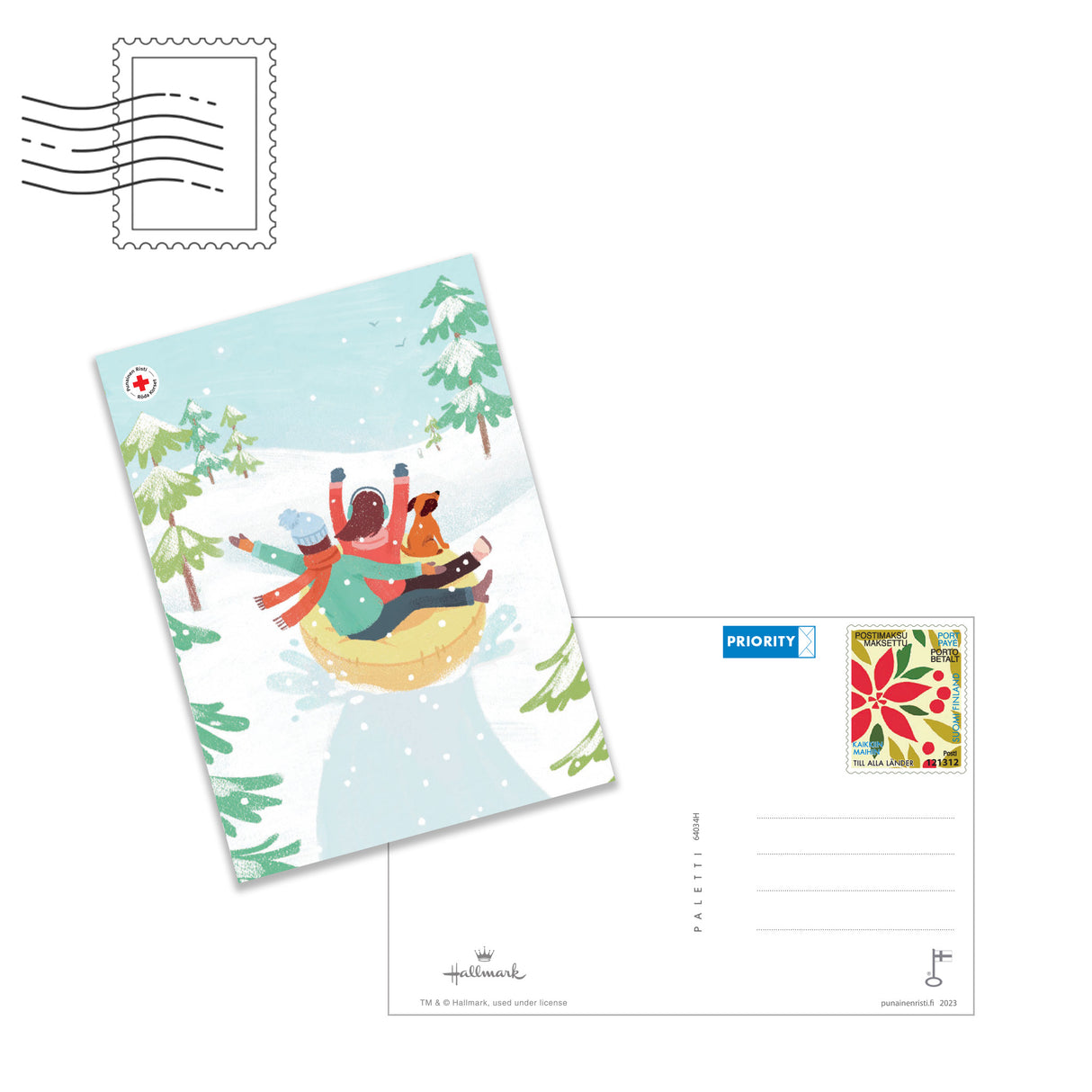 Joulukortti Mäenlasku