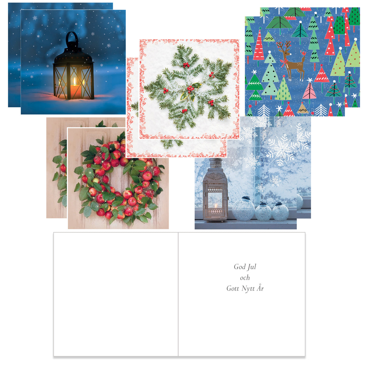 Joulukorttilajitelma 1, 10 kpl God Jul och Gott Nytt År