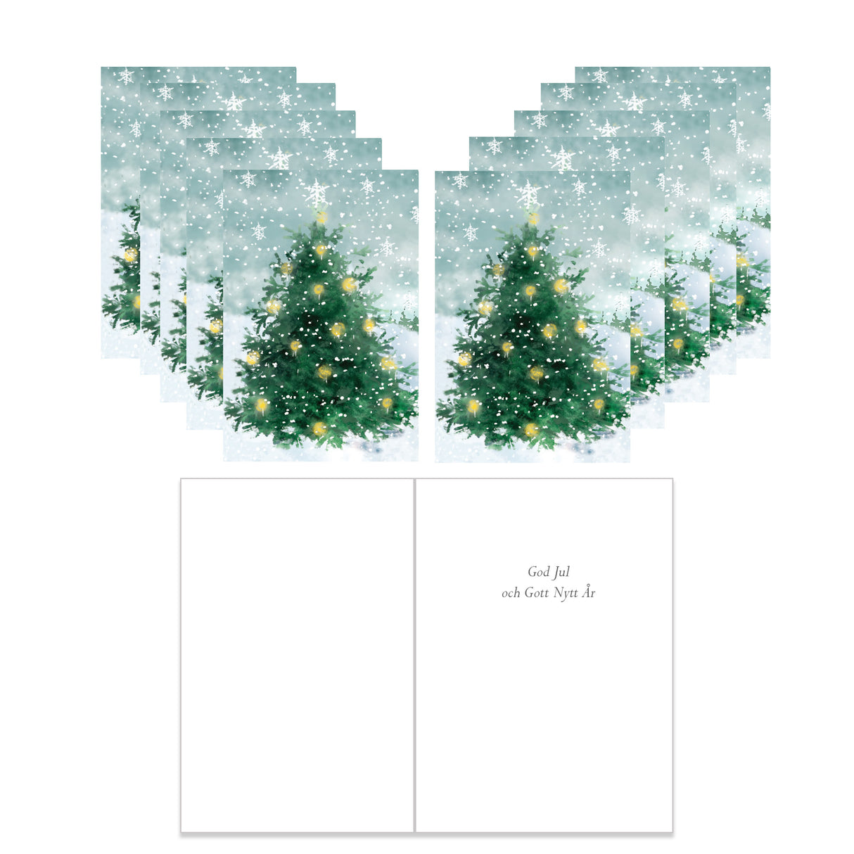 Joulukorttinippu Kuusipuu, God jul