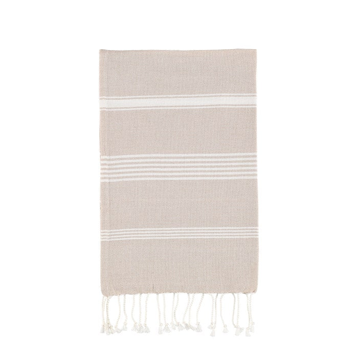 Beige-valkoinen Hamam-pikkupyyhe