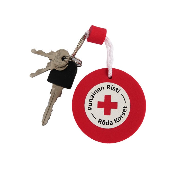 Kelluva avaimenperä logolla