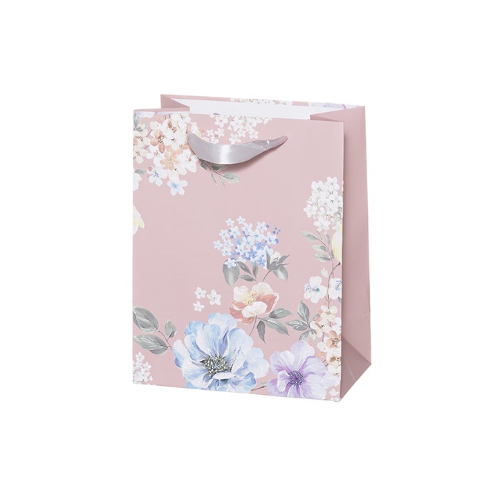 Lahjakassi kukat vaaleanpunainen 18 x 23 x 10 cm