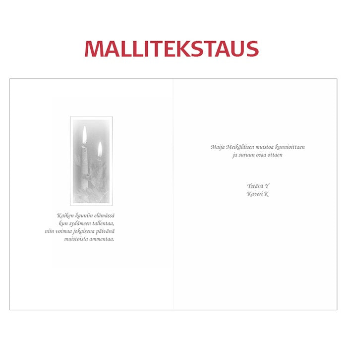 Tekstattu osanottoadressi Kynttilät ja iirikset