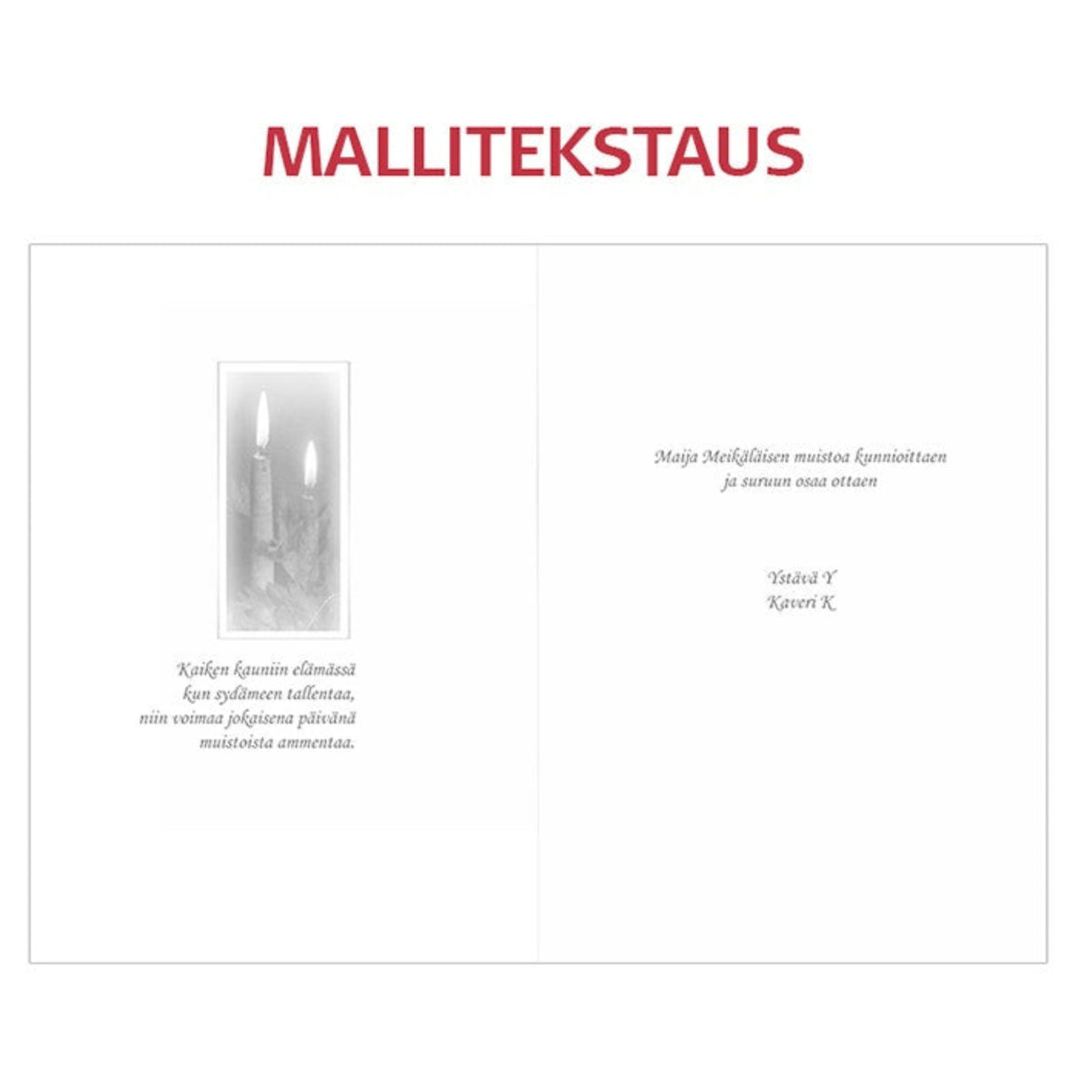 Tekstattu osanottoadressi Kynttilät