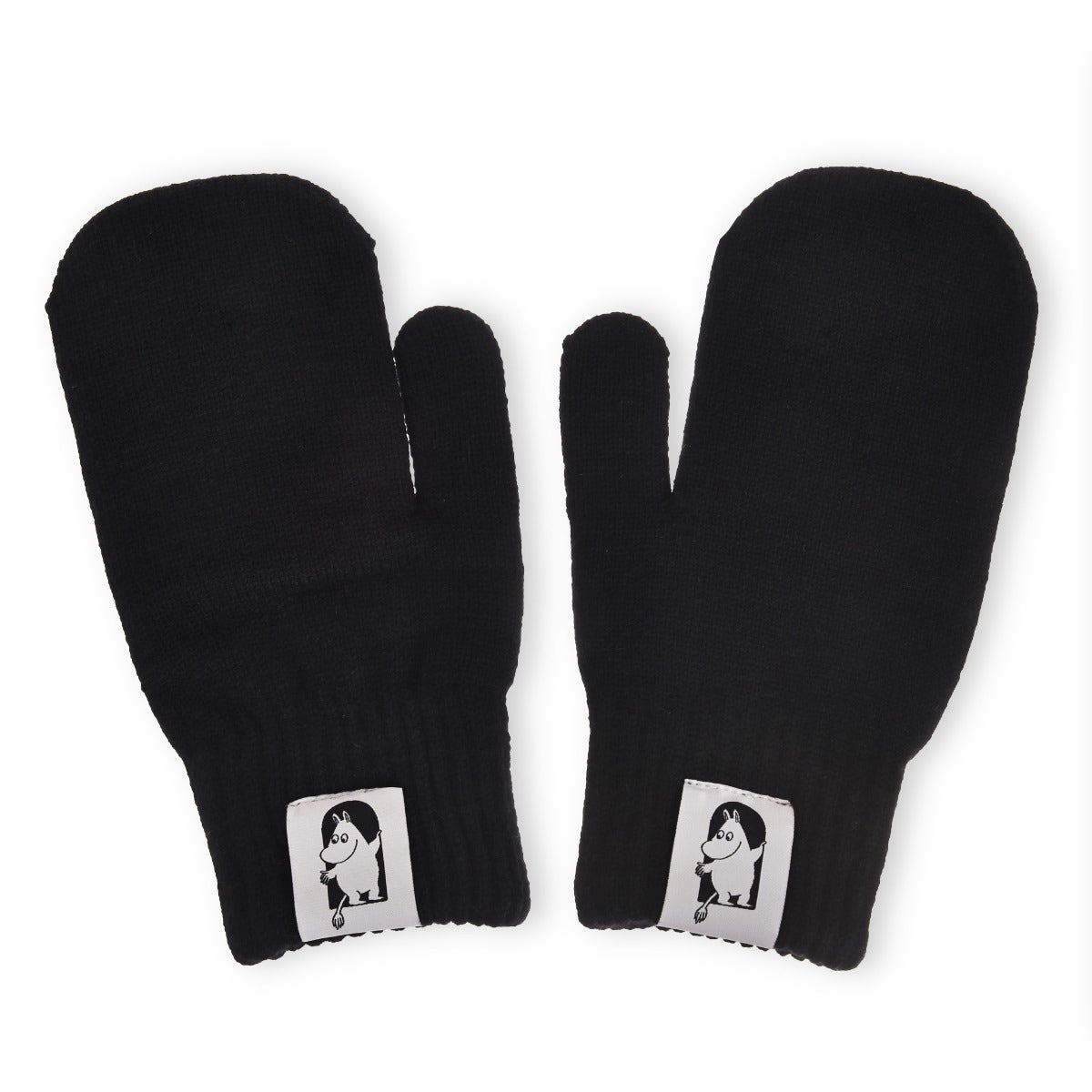 Mustat Muumi lapaset aikuisille on valmistettu kierrätysmateriaalista. Tuote kuuluu Moomin 80-juhlamallistoon.