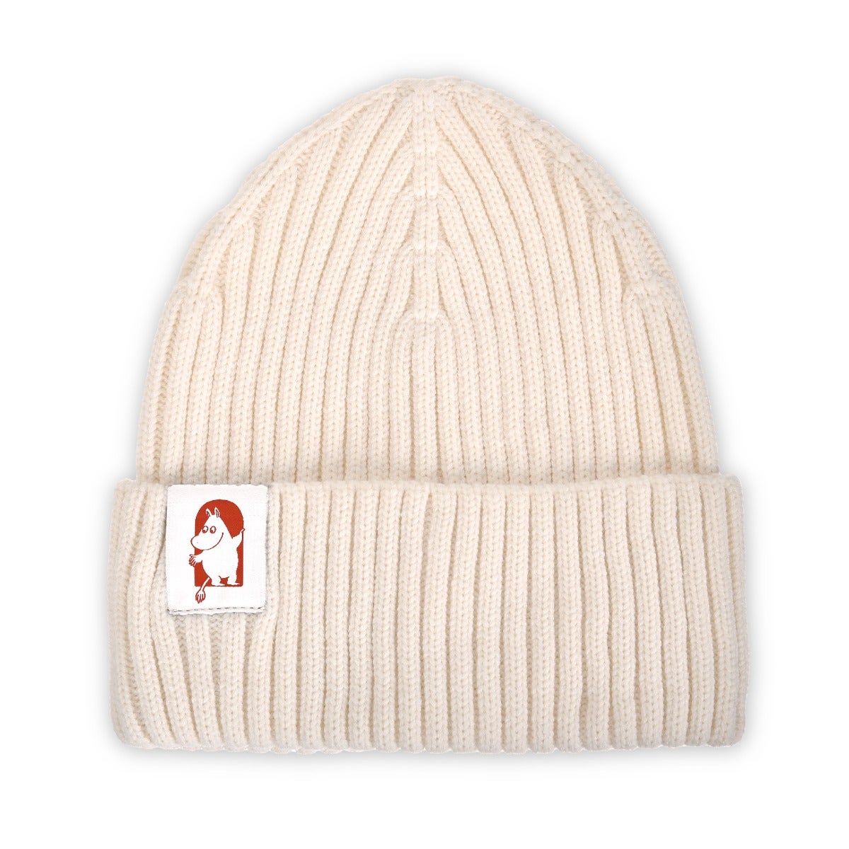 Valkoinen Muumipipo kierrätysmateriaalista. Pipo kuuluu Moomin 80-juhlamallistoon.