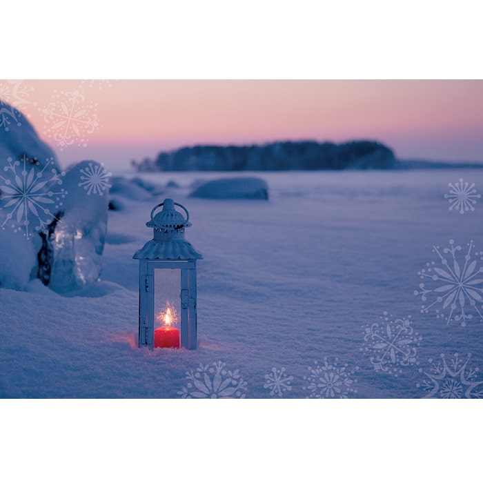 Joulukortit Lyhty hangella 10 kpl, ilman tekstiä