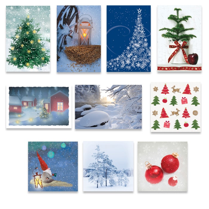 Taitejoulukorttipakkaus kuorineen, tekstitön