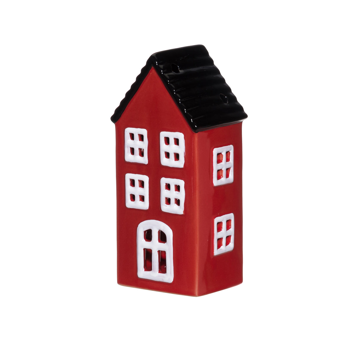 Lyhty Finnlumor LED-valoilla punainen 17 cm