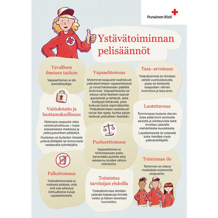 Juliste Ystävätoiminnan pelisäännöt A4