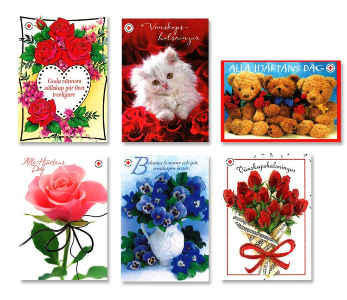 Ystävänpäiväkortti 6 kpl/pakkaus RUOTSI, PMM