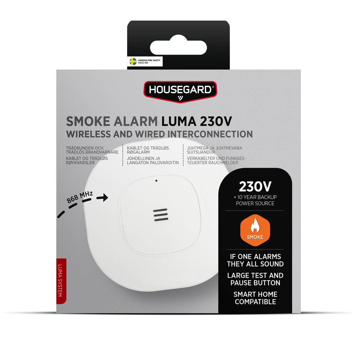 Housegard Luma brandvarnare 230 V med reservbatteri