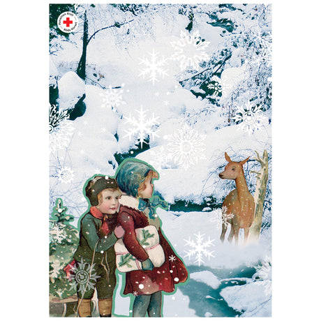 Julpostkort Barn och skogens djur