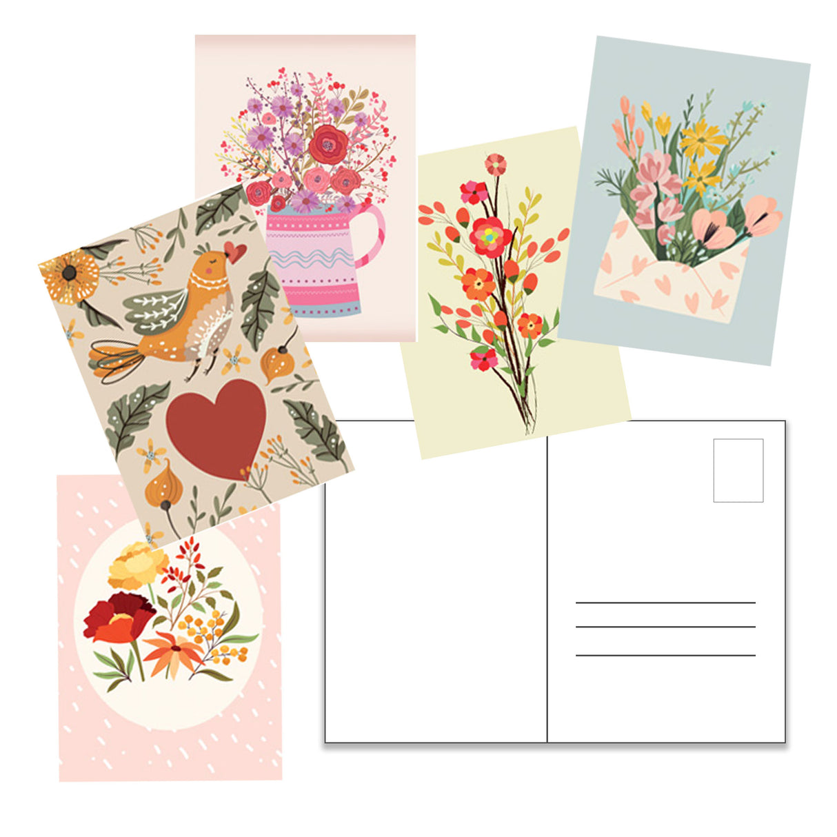 Postikorttilajitelma Kukkaiset terveiset