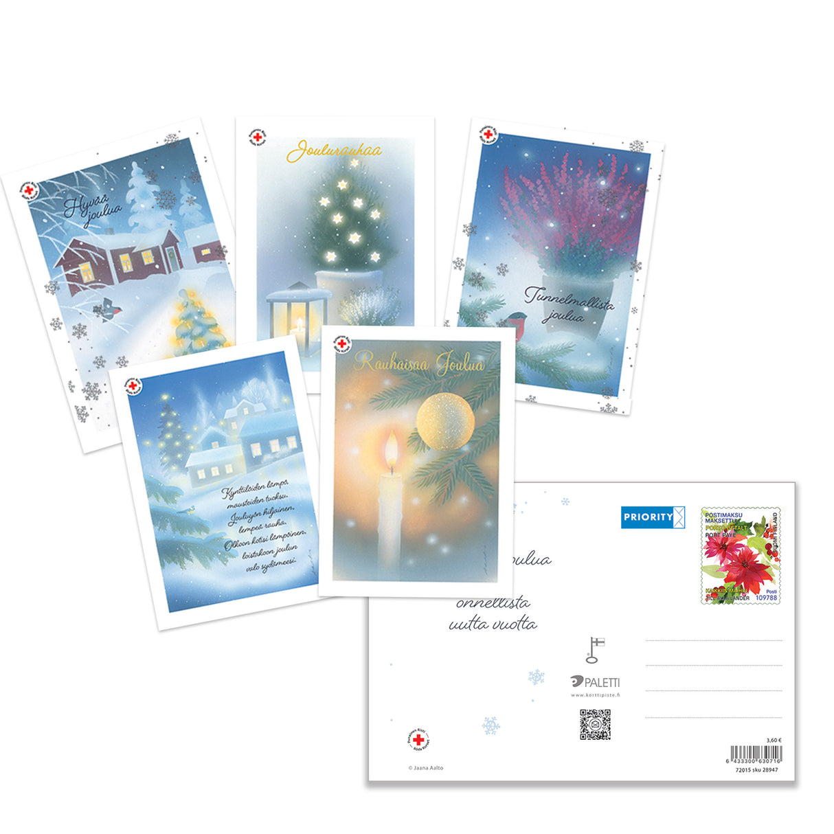 Julpostkortförpackning Jaana Aalto, porto betalt