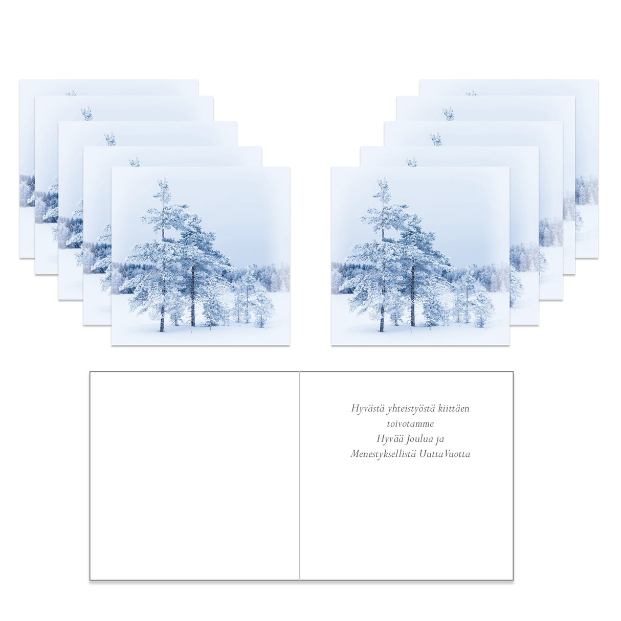 Julkort Snöigt landskap, 10 st text på finska