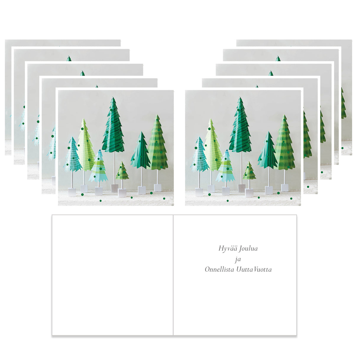 Julkort Pappersgranar, 10 st med finsk text
