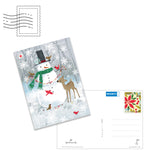 Joulukortti Lumiukko ja eläimet