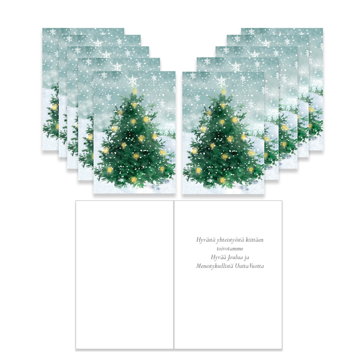 Joulukortti Kuusipuu, 10 kpl liiketekstillä