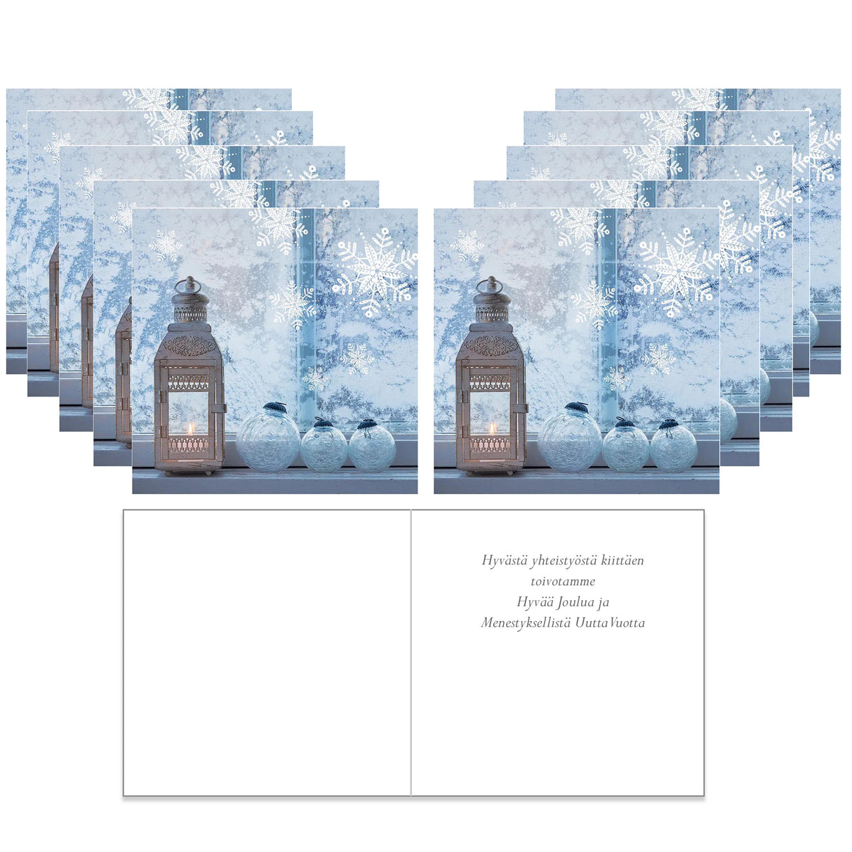 Joulukortti Huurteista tunnelmaa,10 liiketekstillä