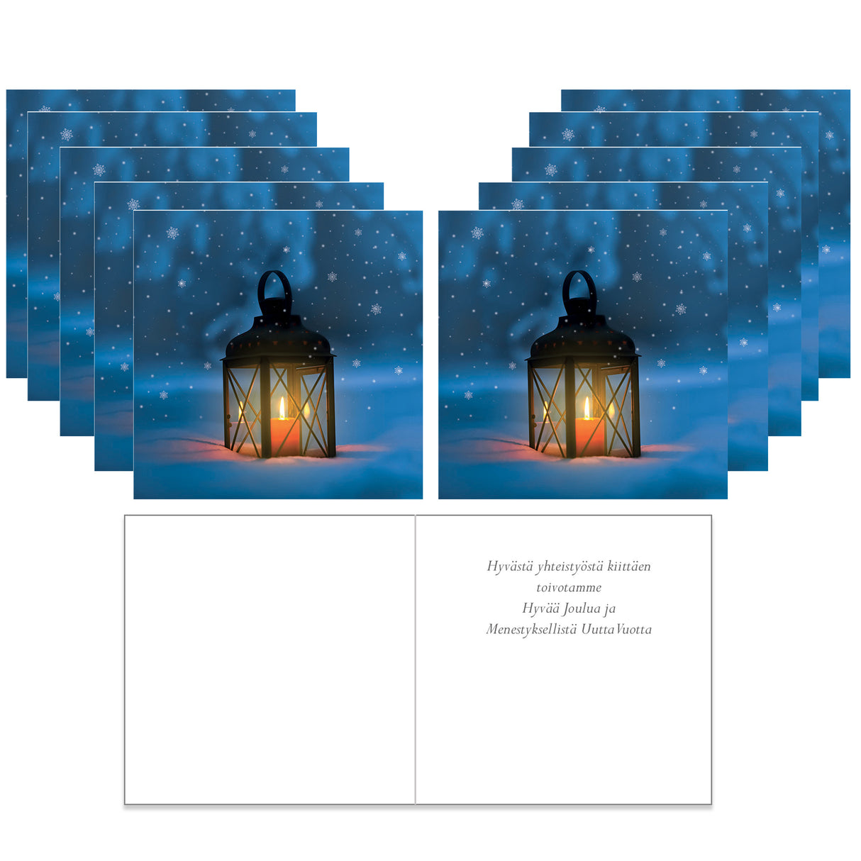 Joulukortti Sininen hetki, 10 kpl liiketekstillä
