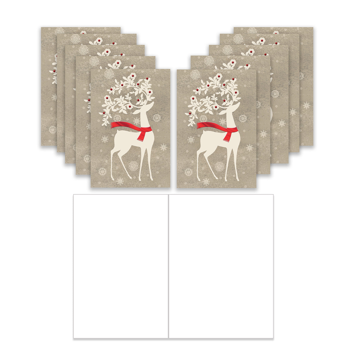Joulukortti Jouluinen poro, 10 kpl blanco