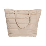 Beige kassi on heijastavaa materiaalia.