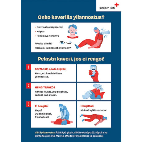 Päihdetyön Ensiapuohjeet-juliste yliannostusten ehkäisyyn