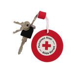 Kelluva avaimenperä logolla