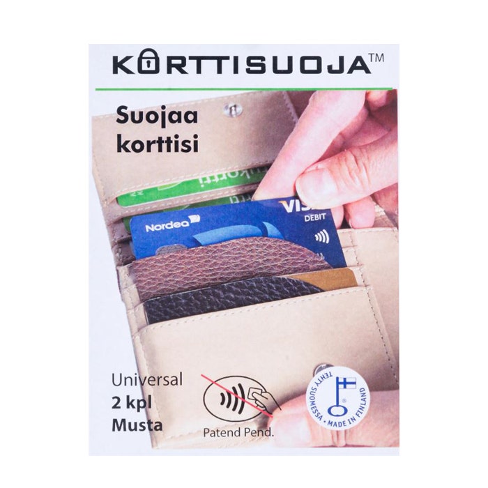 Kotimainen korttisuoja suojaa maksukorttisi lompakossa luvattomalta kortin lukemiselta.