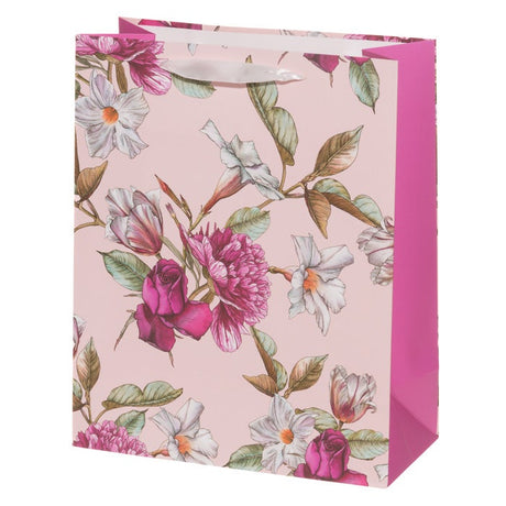 Kukkakuvioinen lahjakassi, roosa