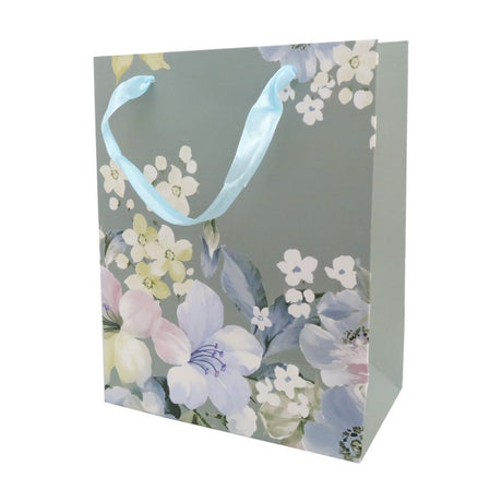 Lahjakassi kukat salvianvihreä 18 x 23 x 10 cm