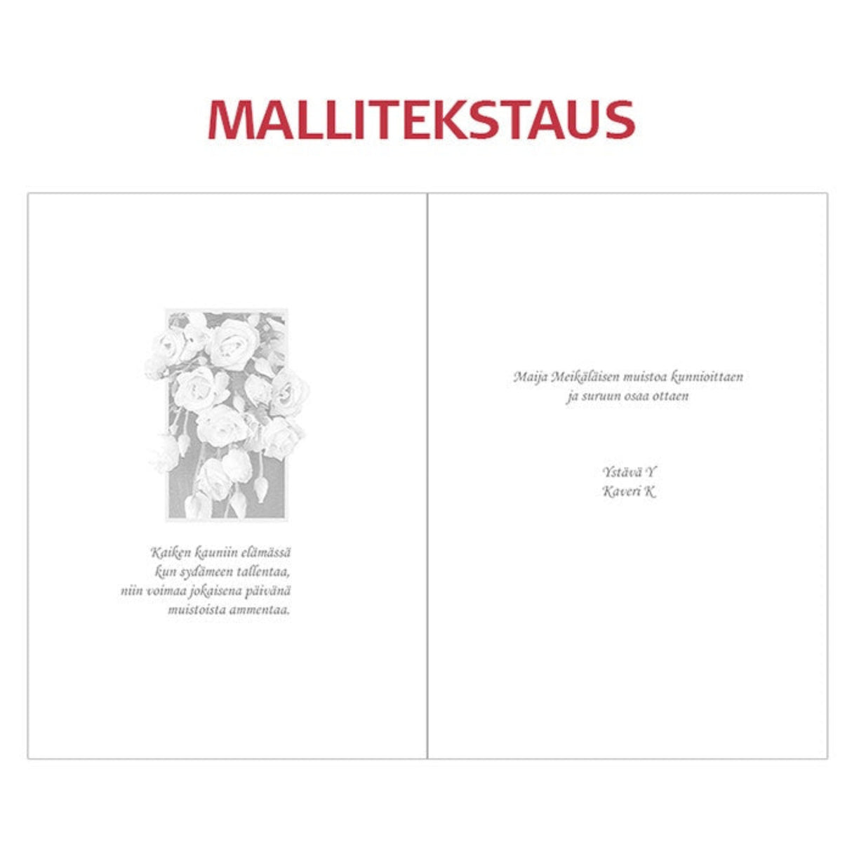 Tekstattu osanottoadressi Valkoinen ruusu