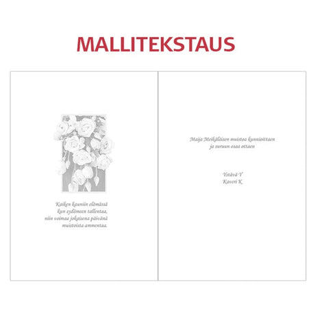 Tekstattu osanottoadressi Valkoinen ruusu