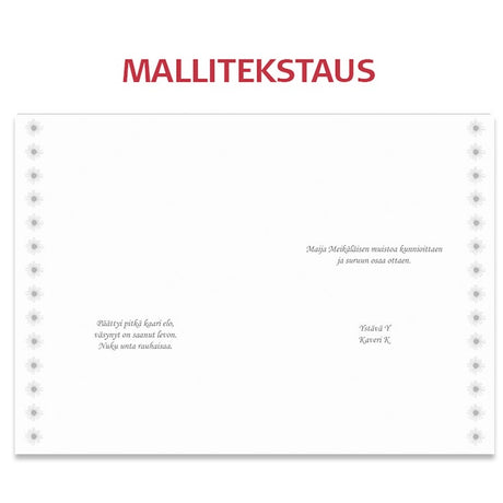 Tekstattu osanottoadressi Taivaan lintu