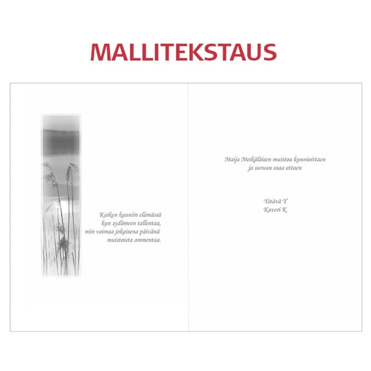 Tekstattu osanottoadressi Iltarusko