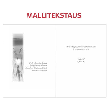 Tekstattu osanottoadressi Iltarusko