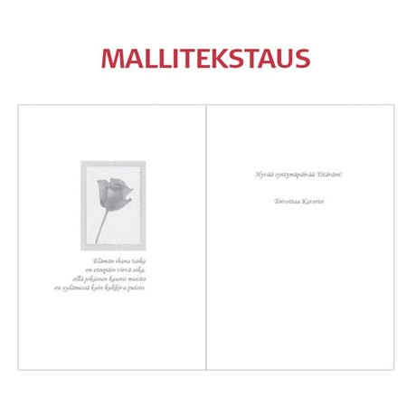 Tekstattu onnitteluadressi Punaiset ruusut