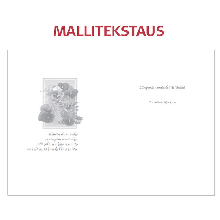 Tekstattu onnitteluadressi Orvokit