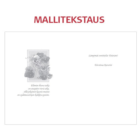 Tekstattu onnitteluadressi Orvokit