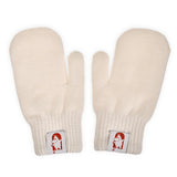 Valkoiset Muumi lapaset aikuisille on valmistettu kierrätysmateriaalista. Tuote kuuluu Moomin 80-juhlamallistoon.