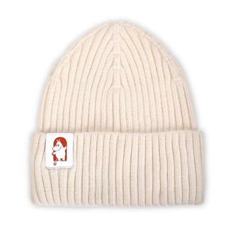 Valkoinen Muumipipo kierrätysmateriaalista. Pipo kuuluu Moomin 80-juhlamallistoon.