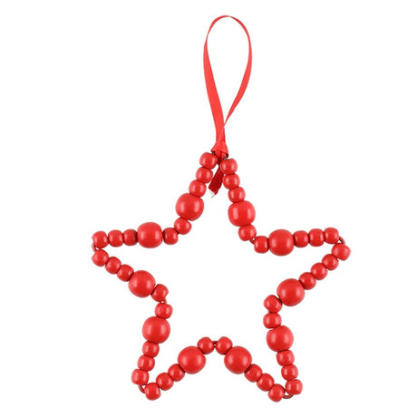 Punainen kuusenkoriste Tähti, valmistettu puusta