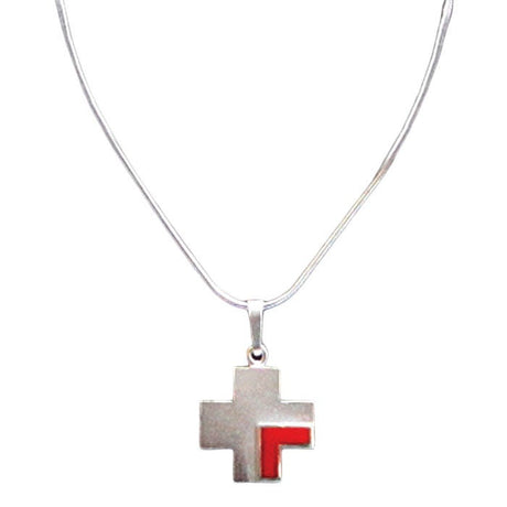 Hopeisessa ristissä on punainen palanen