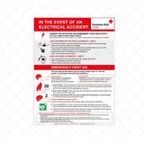 Sähkötapaturman sattuessa hätäensiapuohjetaulu, englanninkielinen