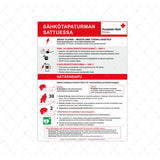 Sähkötapaturman sattuessa hätäensiapu ohjetaulu, suomenkielinen